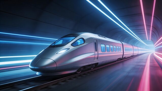 High speed train in tunnel