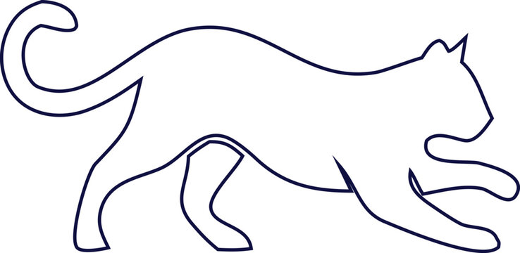 Simple tiger cat line vector outline in minimalist style, perfect for web design, mobile apps, and animal-related graphic projects.