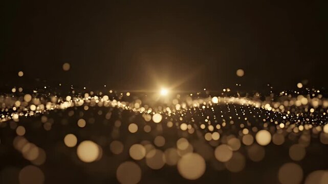 Golden bokeh lights creating a mesmerizing, luminous, and shimmering abstract background effect, perfect for celebratory or elegant designs