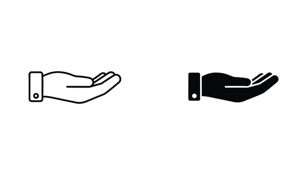 Open hand icon outline and solid fill for giving charity or help concept illustration