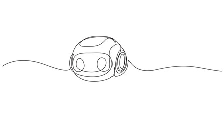 Obraz premium Cute Robotic Head Continuous One Line Drawing Vector, Minimal Robot Face Illustration,Robotic head animation continuous one line drawing,