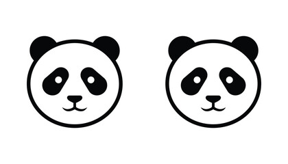 Cute panda bear head simple icon outline and solid fill vector illustration animal character graphic © Bengal