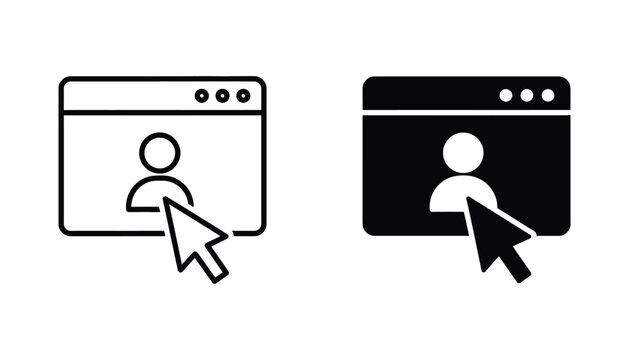 Web browser window with a user profile icon and a mouse cursor clicking for online account management or digital login interface concepts