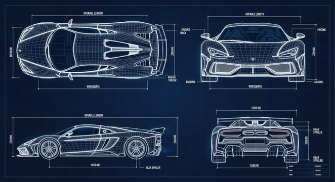 Blueprint of a High-Performance Sports Car Design.