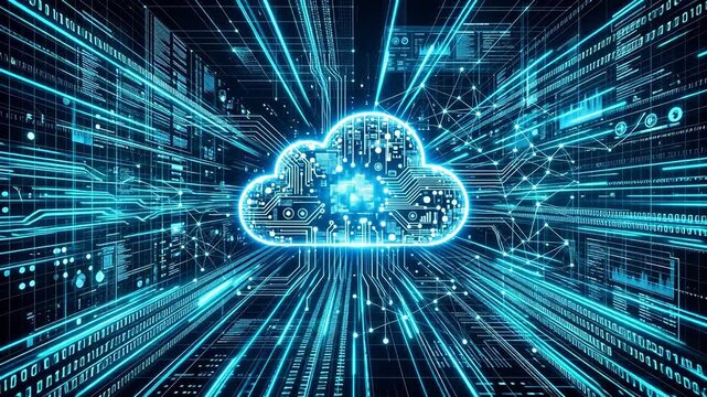 Cloud computing digital network ideal for tech startups and software promos