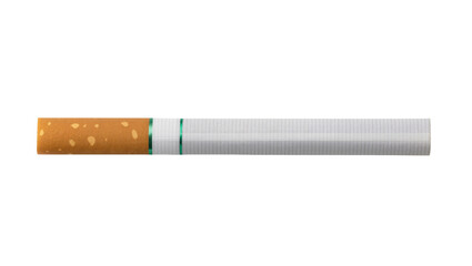 Single cigarette with brown filter and white paper, isolated on transparent background © Corotaev