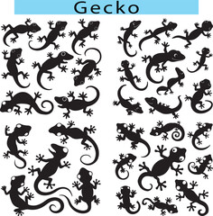 Obraz premium Simple Gecko vector illustration, Gecko silhouette in white background