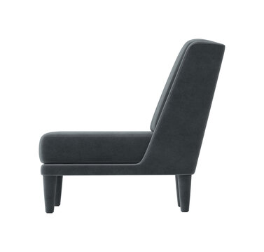 Modern upholstered armchair with sleek design and dark gray fabric