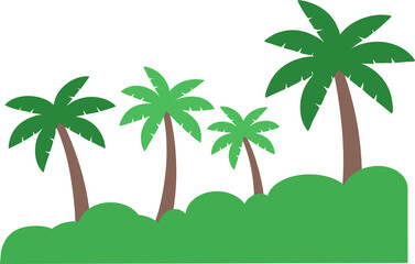Tropical Palm Trees on Green Grass Vector Illustration © Designina