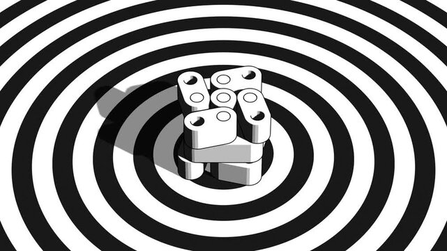 Black and White Cartoon Style 3D Abstract Architecture with Geometric Elements Graphic Surfaces and Modern Creative Background for Marketing Media