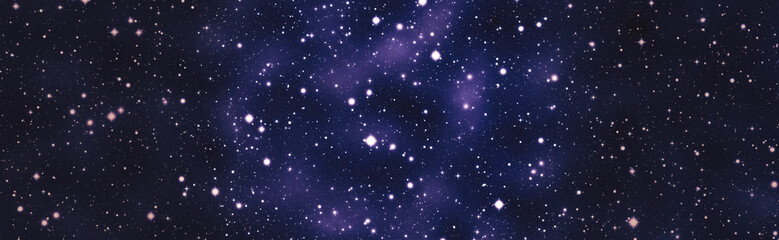 Infinite cosmos panorama. Majestic starfield and glowing cosmic dust in outer space. © Maximusdn