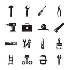 Fototapeta premium Construction repair tools silhouette icon set vector