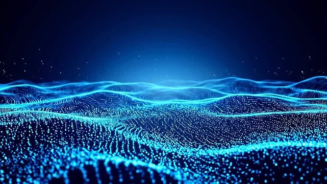 Digital wave pattern with glowing dots ideal for sleek commercial backgrounds and title sequences