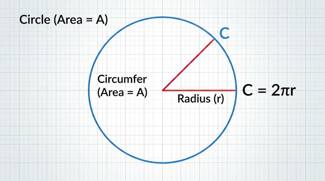 Illustrated Diagram Showing Circle Area and Circumference Formulas.