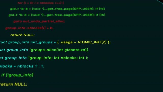 Close up of programming code lines related to system security, encryption, and protected digital infrastructure.