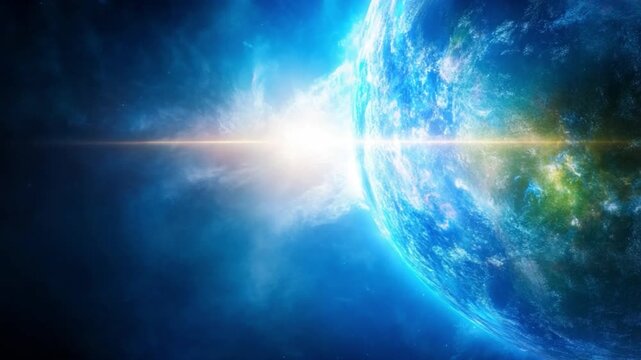 Celestial Dawn: The Earth bathed in celestial light, a mesmerizing view from space as the sun's first rays illuminate the planet.