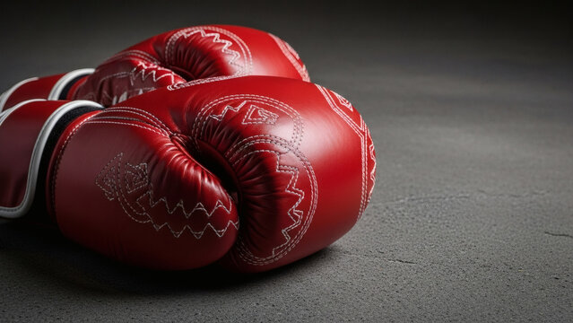 Close Up of Red Boxing Gloves Resting.