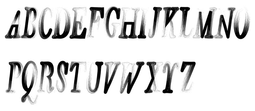 Brush font letter alphabet. Hand drawn typography chalk paint font brush alphabet. Handwritten kid chalk script texture stroke letter. Vector illustration.