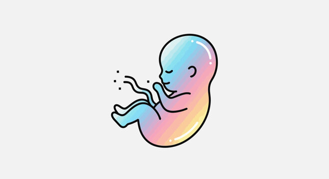 Rainbow Fetus Icon, Embryo Development, New Life, Pregnancy, Science, Medical, Health, Colorful