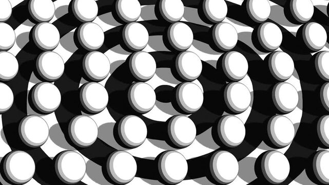 Black and White Abstract 3D Scene with Floating Geometric Elements Clean Contours Layered Gradient Surfaces and Modern Cartoon Aesthetic