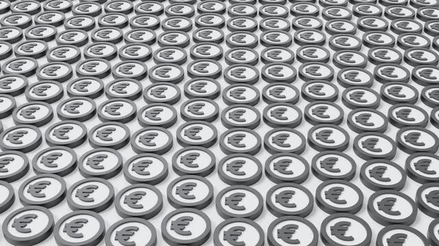 Abstract Black and White 3D Concept of Euro Coins with Currency Symbols on Clean White Background Minimal Financial Design for Economic Visualization Banking Branding and Editorial Use