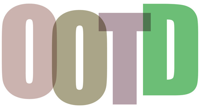 OOTD text graphic with overlapping letters and pastel colors isolated on transparent background