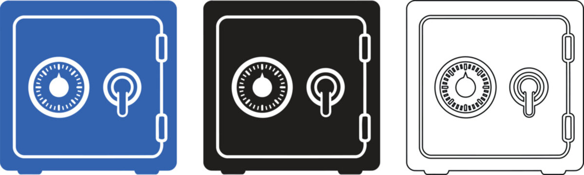 Safe deposit boxes blue black and white variations security and protection