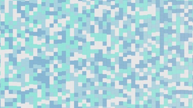 Abstract 3D Composition of Blue Cyan and Azure Cubes Creating Rhythmic Wave Motion on White Background Modern Geometric Animation for Branding Innovation and Technology Visuals