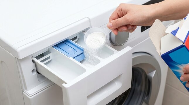 Washing machine detergent loading shot