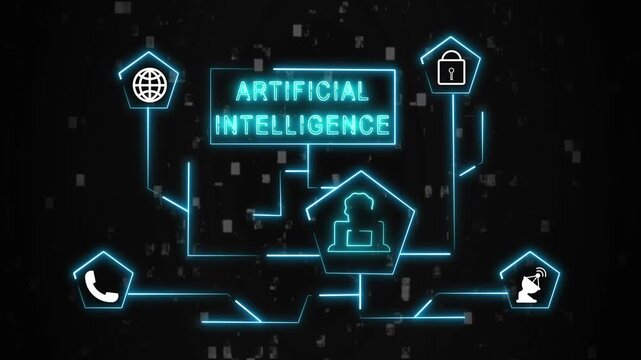 Futuristic neon blue network diagram for AI concepts. Network diagram technology. Digital network diagram for artificial intelligence and machine learning visualizations art.