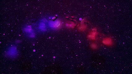 Cosmic Nebula, Galaxy Background, Purple and Red Gas Clouds and Glowing Stars in Deep Space © Tilak