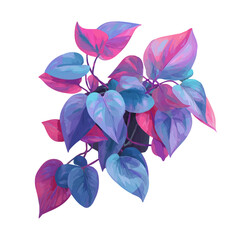 Minimalist 2D vector icon representation of a Neon Pothos, displayed on a pure white background © Alex