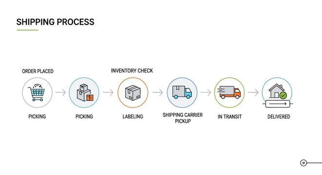 Infographic of e commerce shipping process from order to delivery