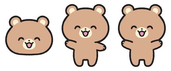 Obraz premium 笑顔のクマのイラストセット
