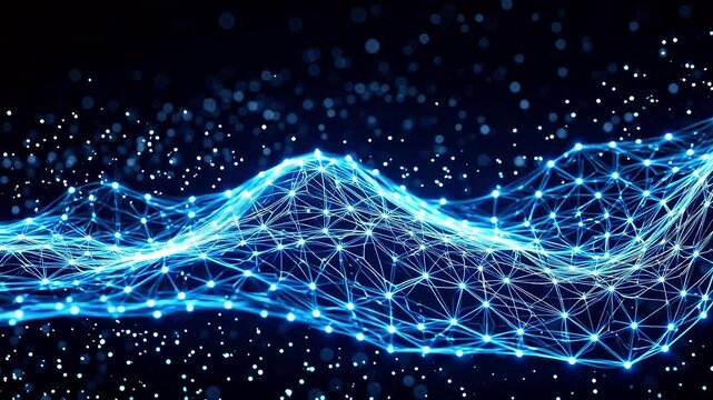 Abstract digital wave with glowing nodes ideal for tech startups and software promos