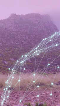 Vertical video: At start pale-blue mesh appearing left, rising and arching, mapping plant links