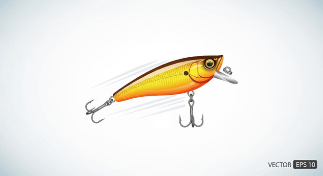 Fishing lure, artificial bait for predatory fish, realistic design, sharp hooks, vibrant colors
