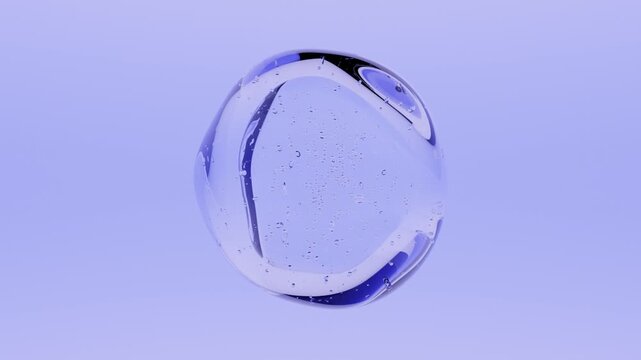 Vibrant Neon Abstract Liquid Form with Transparent Surface Air Inclusions and Smooth Motion Against Two Tone Gradient Background High Impact 3D Visual