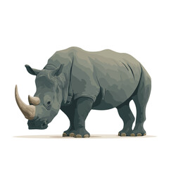 Fototapeta premium Simple flat 2D vector graphic of a Rhinoceros in modern icon style, isolated on a white canvas