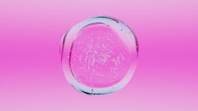 Dynamic Abstract 3D Water Drop with Internal Bubble Details on Contrasting Neon Gradient Background Futuristic Fluid Design for Creative Industry Applications
