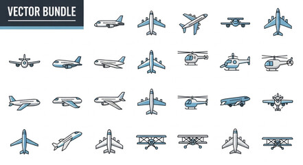 Collection of various aircraft and helicopter icons. © Uli