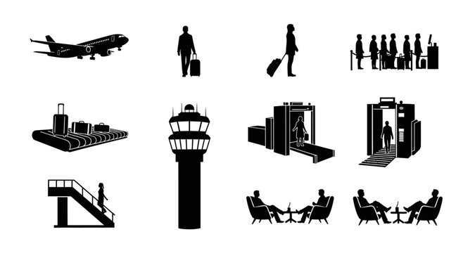 travel related silhouettes on transparent background high quality professional