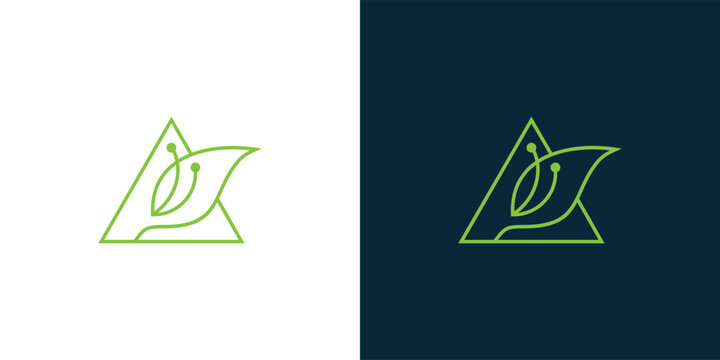 tech leaf logo design template. triangle digital data technology design graphic vector illustration.