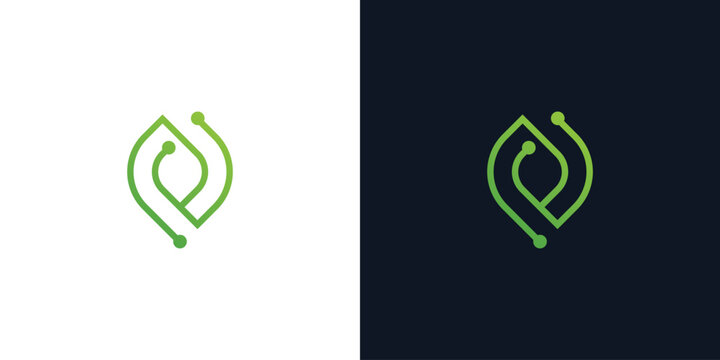 digital leaf concept technology and green energy innovation vector logo design 