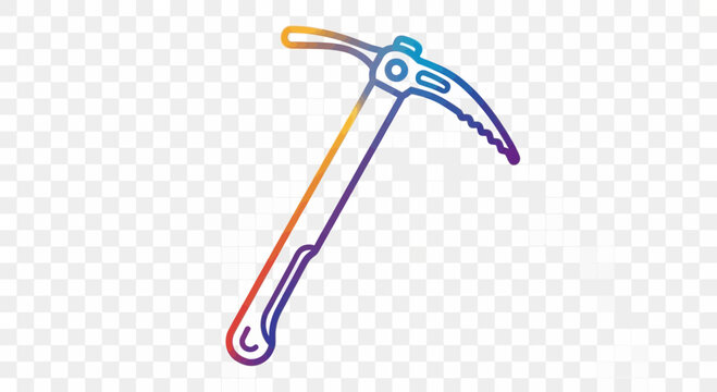 Colorful outline of an ice axe, symbolizing adventure, climbing, and exploration