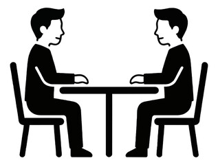 Fototapeta premium Business Meeting Discussion Silhouette Vector Icon