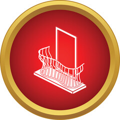 Obraz premium Balcony architecture icon on a red circle background
