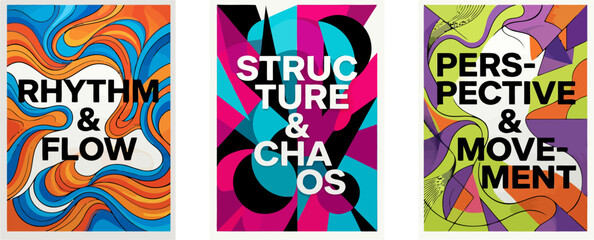 Obraz premium Modern poster design set featuring abstract line