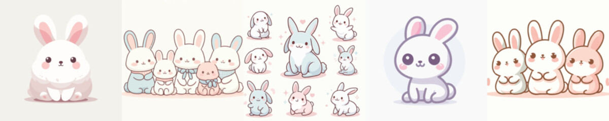 Obraz premium Rabbits Vector Illustrations