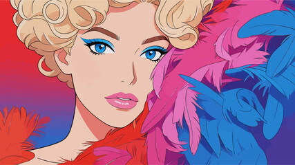 Fototapeta premium Pop Art Style Portrait of Glamorous Female Performer